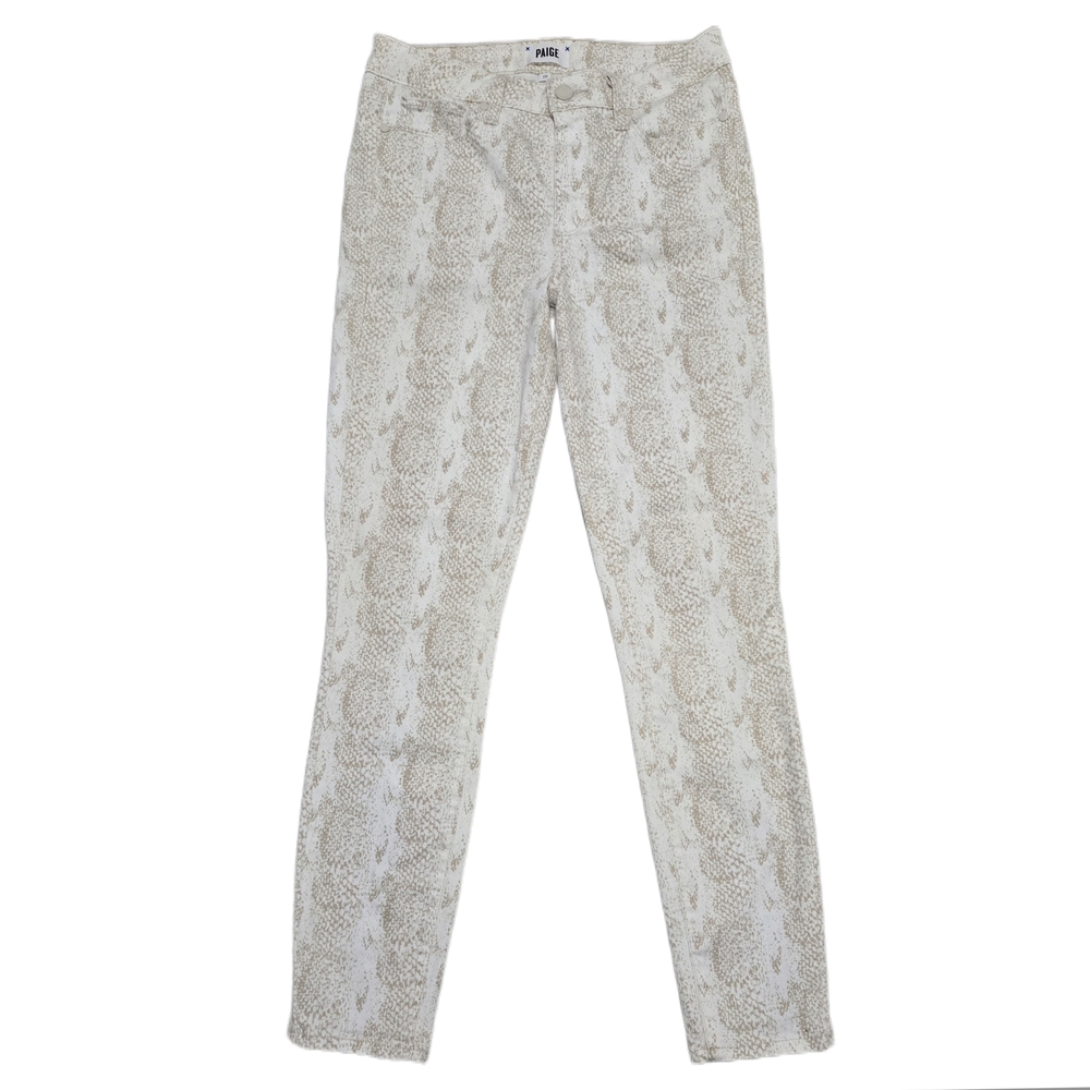 PAIGE Hoxton Ankle Denim Jeans Sonoran Snake Print White Tan Size 28